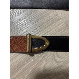 Aigner Reversible Leather Belt Black Tan Gold Buckle Made Italy Size 75 30